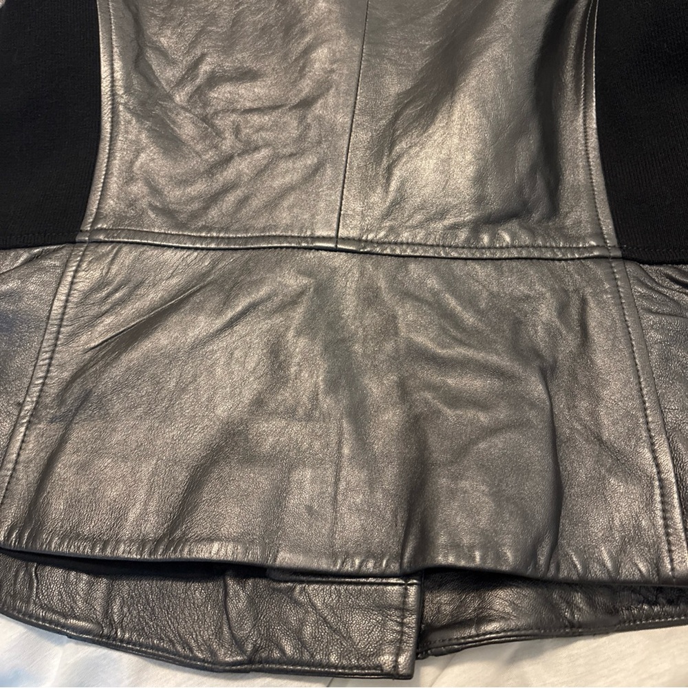 Trouve Soft Leather Moto Jacket Gunmetal Gray Stretch Women SZ Med Asymmetrical - Picture 15 of 16